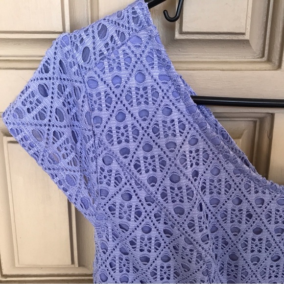 Xhileration Summer Dress Lavender Fit/Flare Cross Back SzM Over Lace Zipper - Picture 7 of 8